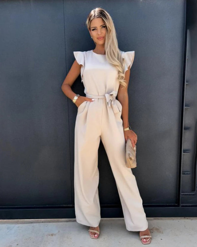 Elegant Jumpsuit with Flutter Sleeves