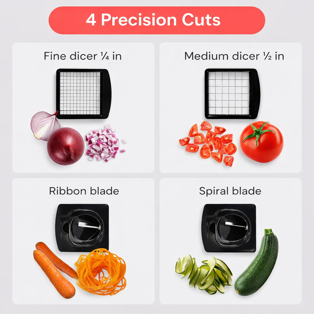 4‑in‑1 Vegetable Chopper and Spiralizer