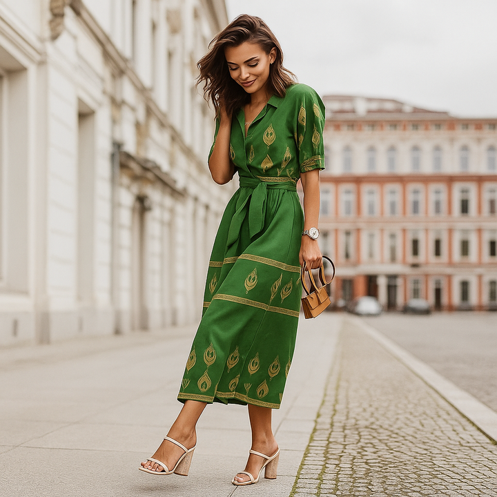 Belted Linen Blend comfortable Dress