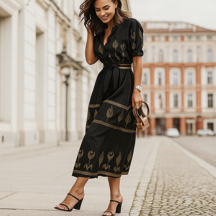 Belted Linen Blend comfortable Dress