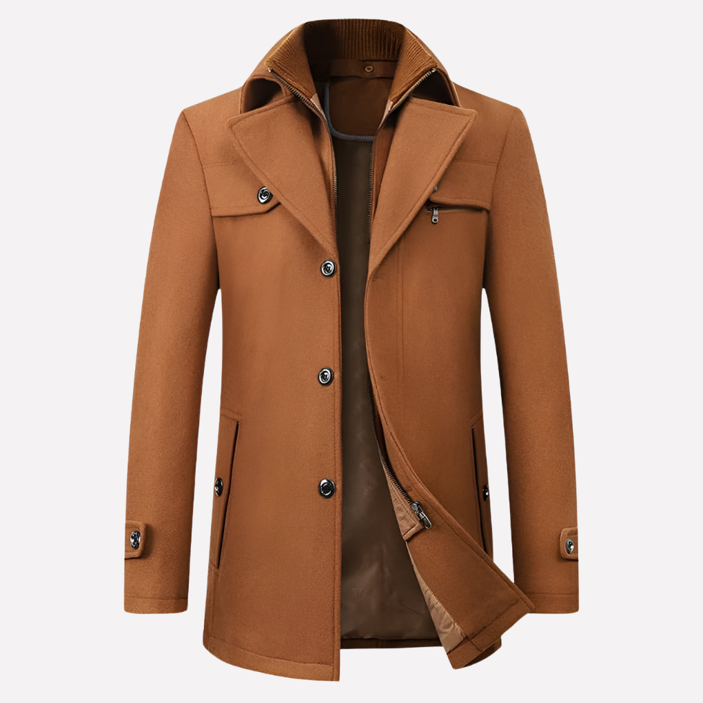 Men’s Jacket with Lapel Collar and Buttons