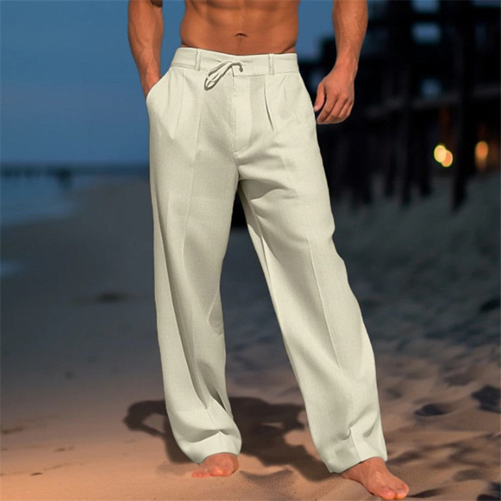 Linen Relaxed Fit Drawstring Trousers