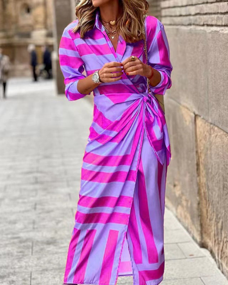 Summer Wrap Dress with Collar