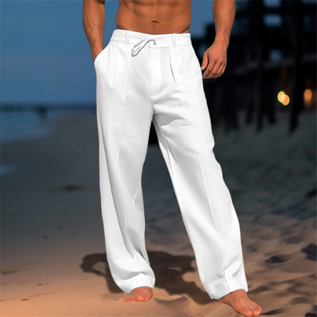 Linen Relaxed Fit Drawstring Trousers