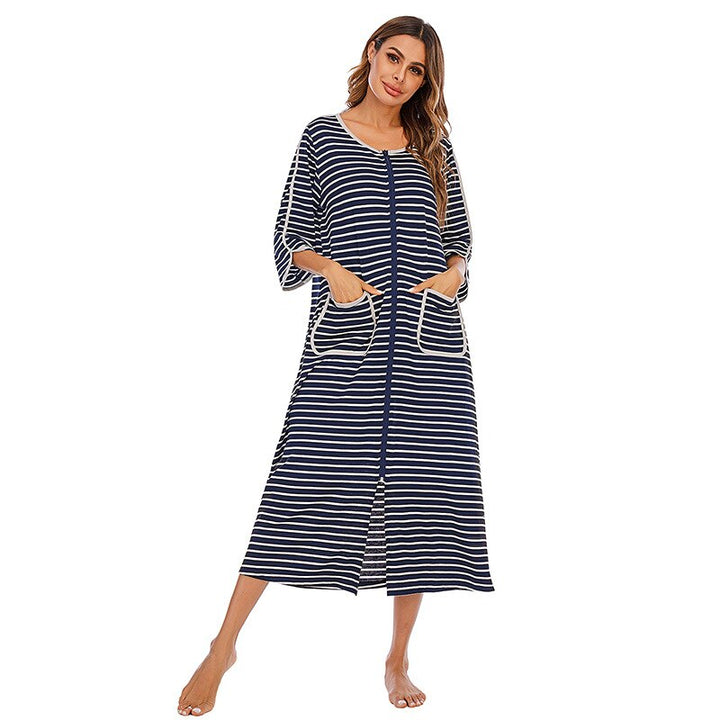 Warm Zip-Up Nightdress with Hood